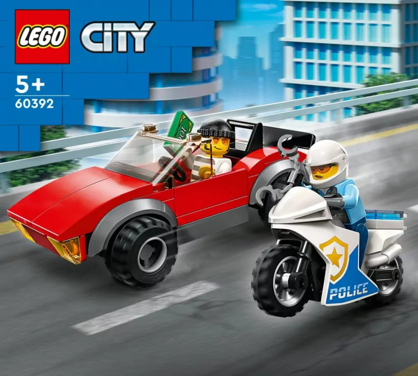 LEGO® City Police. Motocykl policyjny – pościg za samochodem. 60392 - tantis.pl
