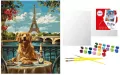 Malowanie po numerach - Retriever w Paryżu 40x50cm - tantis.pl