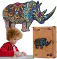 Puzzle drewniane eko 125. Rzadki nosorożec - tantis.pl