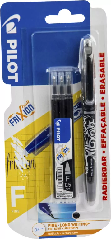 Pióro kulkowe Frixion Pilot 0,5 czarne+ 3x wkłady blister - tantis.pl