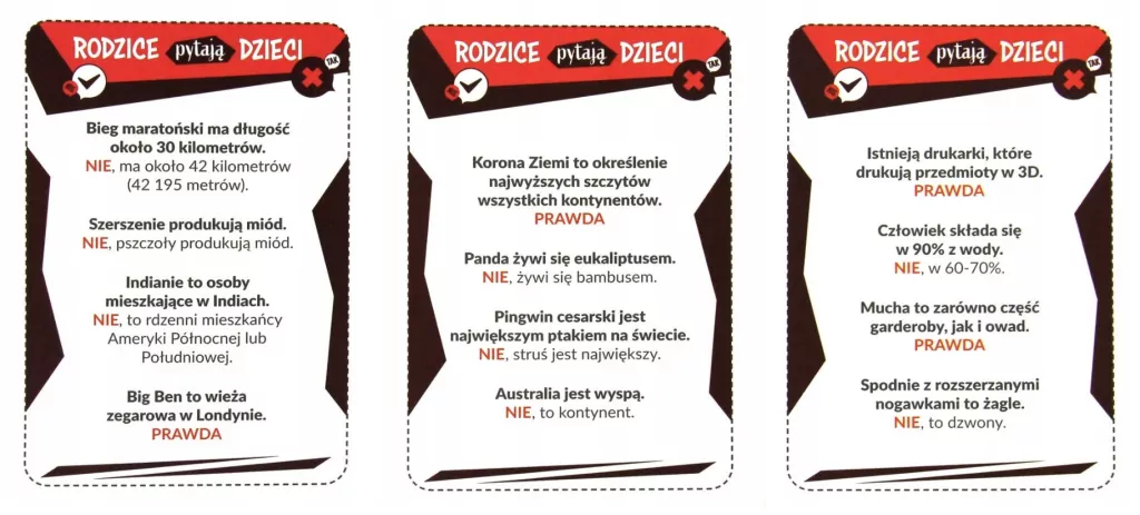 Dzieci kontra Rodzice Prawda czy Fałsz? Kangur - tantis.pl