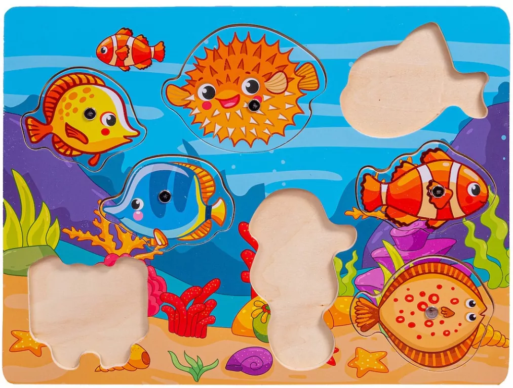 Układanka drewniana. Łowienie rybek - tantis.pl