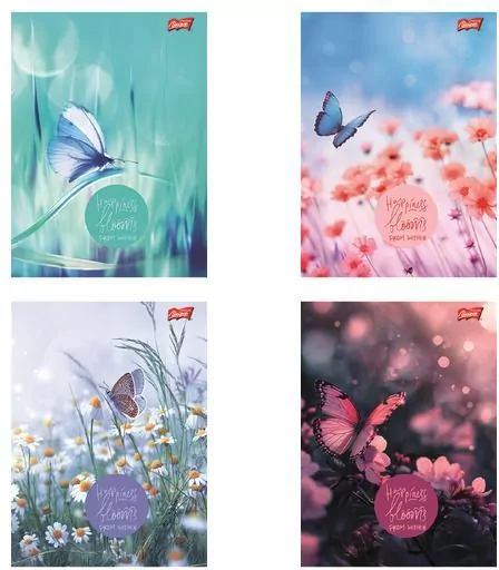 Paczka Zeszyt A5 96k.linia okładka laminowana Butterfly Meadow mix 10 sztuk - tantis.pl