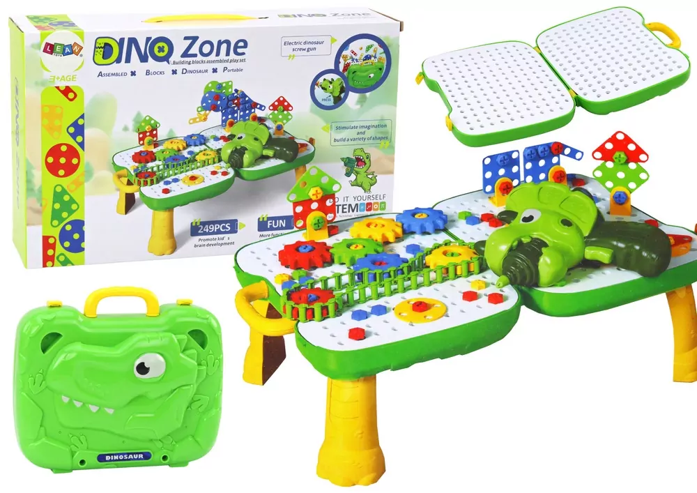 Stolik walizka z klockami DIY Dinozaur - tantis.pl