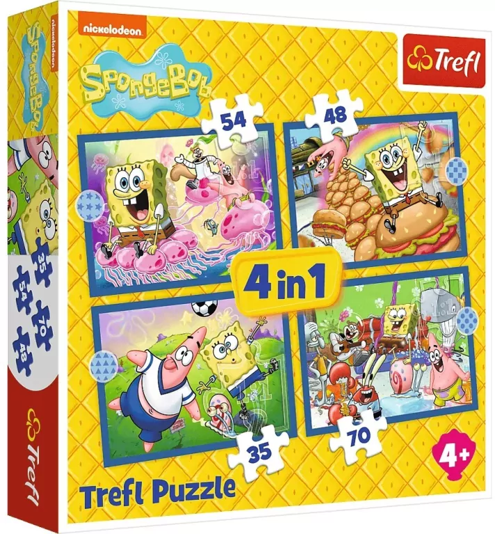 Puzzle 4w1 Podwodne życie SpongeBoba TREFL - tantis.pl