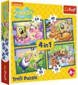 Puzzle 4w1 Podwodne życie SpongeBoba TREFL - tantis.pl