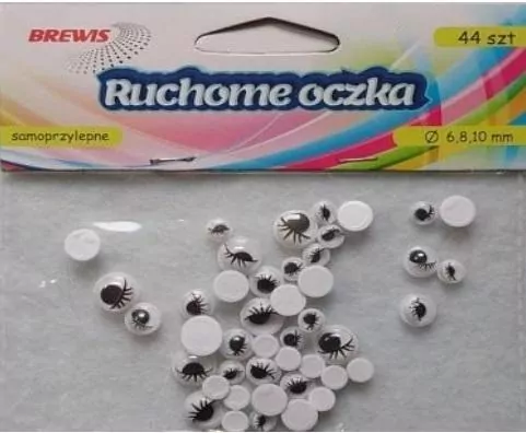 Ruchome oczka z rzęsami, 44 sztuki - tantis.pl