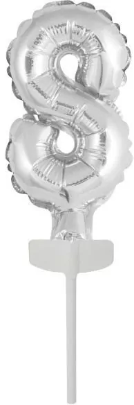 Balon foliowy mini cyfra 8 srebrna 6,5x12cm - tantis.pl