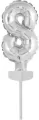 Balon foliowy mini cyfra 8 srebrna 6,5x12cm - tantis.pl