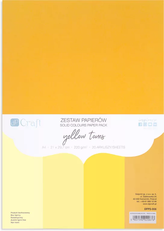 Zestaw papierów A4. Yellow Tones 220g 20 ark. - tantis.pl