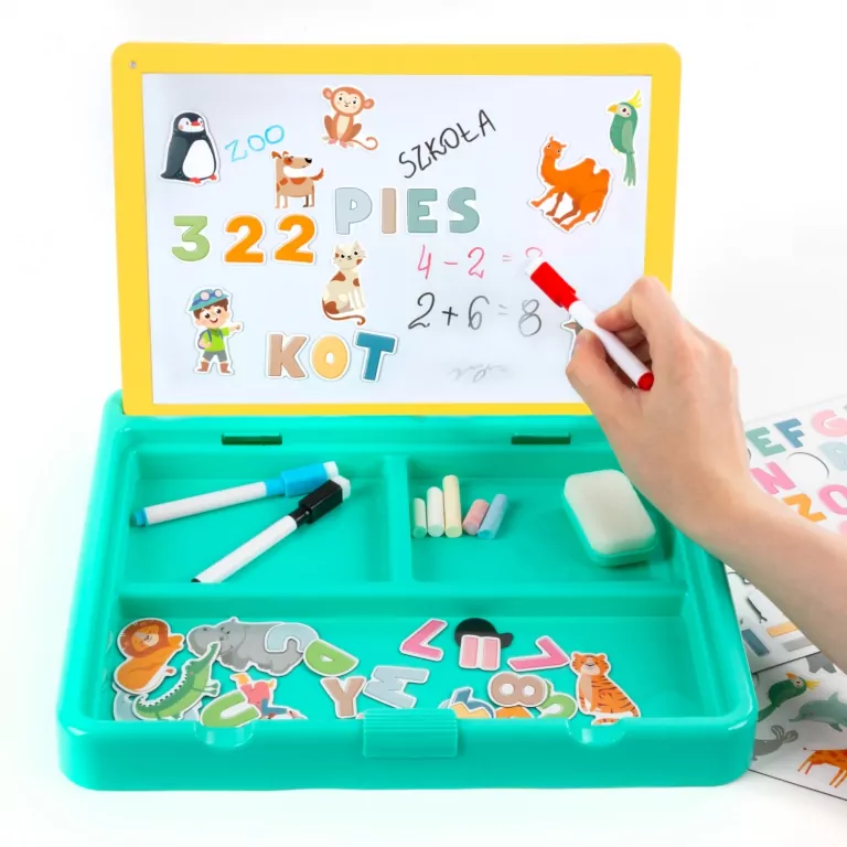 Przenośny zestaw tablic 5w1 ZOO w walizce KIDEA - tantis.pl