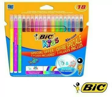 Flamastry Kid Couleur Fluo 15+3 kolory BIC - tantis.pl