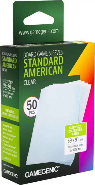 Gamegenic: Board Game Sleeves - Standard American (59x91 mm) - Clear - 50 sztuk - tantis.pl
