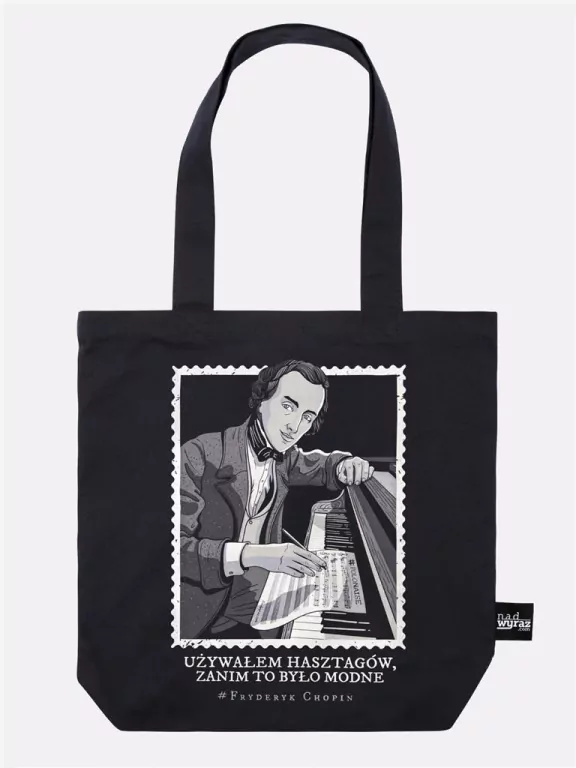 Torba bawełniana czarna Fryderyk Chopin - tantis.pl