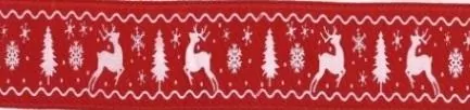 Wstążka satynowa z motywem świątecznym 12mmx22m - tantis.pl
