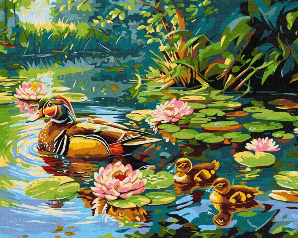 Malowanie po numerach - Kacza rodzina 40x50cm - tantis.pl