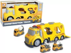 Auto z kontenerem i autem budowlanym