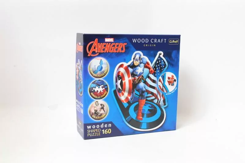 Puzzle 160 Wood Craft. Nieustraszony Kapitan Ameryka - tantis.pl