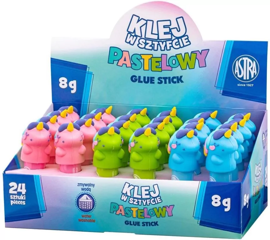 Klej w sztyfcie 8g z nakładkami. 3D Unicorn. 24 sztuki - tantis.pl