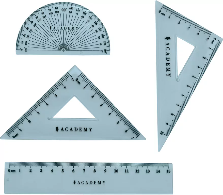 Zestaw geometryczny Academy z linijką 15cm mix - tantis.pl