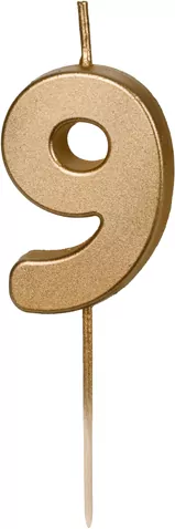 Świeczka urodzinowa cyfra 9 złota 4,5cm - tantis.pl