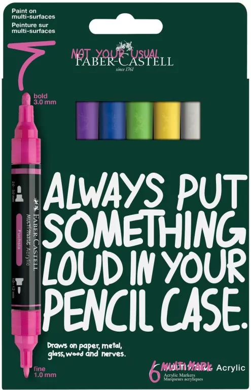 Markery akrylowe Multimark 6kol. FABER CASTELL - tantis.pl
