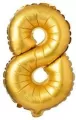 Balon foliowy. Cyfra 8. Matowy złoty 69cm - tantis.pl