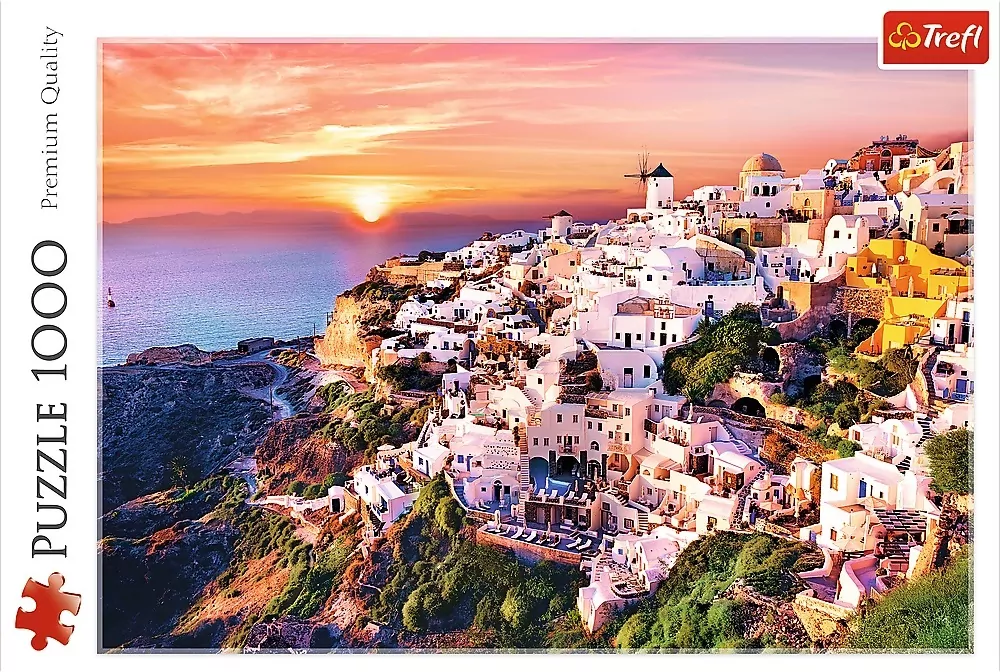Puzzle 1000. Zachód słońca nad Santorini - tantis.pl