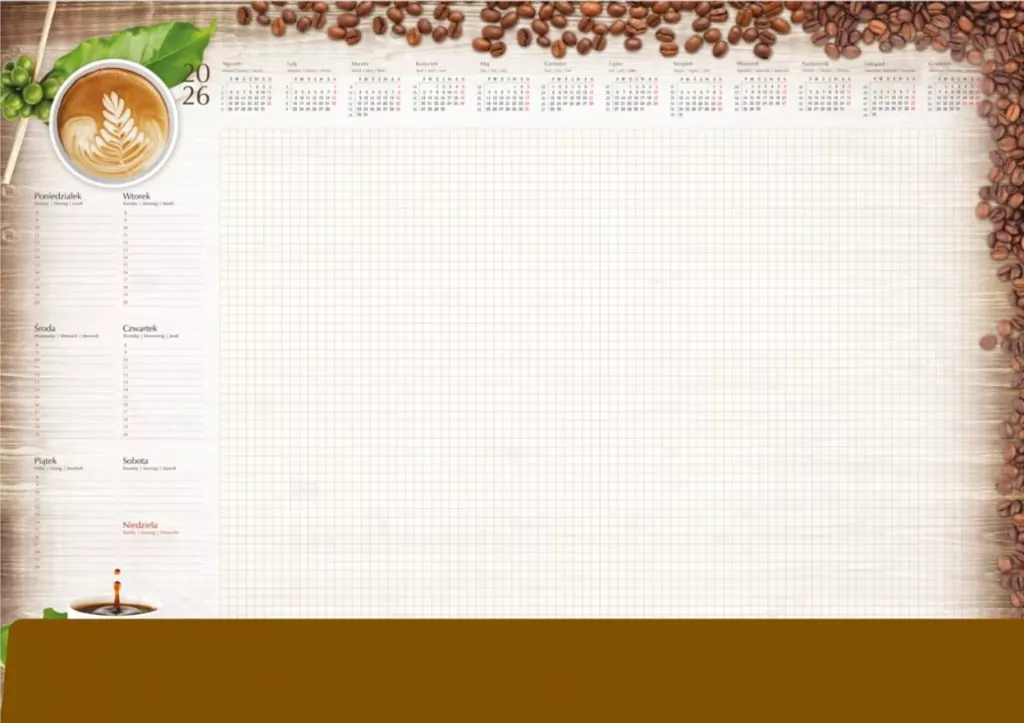 Planer 2026 A2 z listwą Kawa - tantis.pl