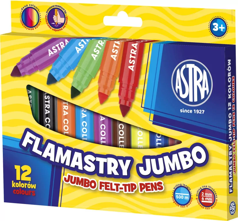 Flamastry Jumbo. 12 kolorów - tantis.pl