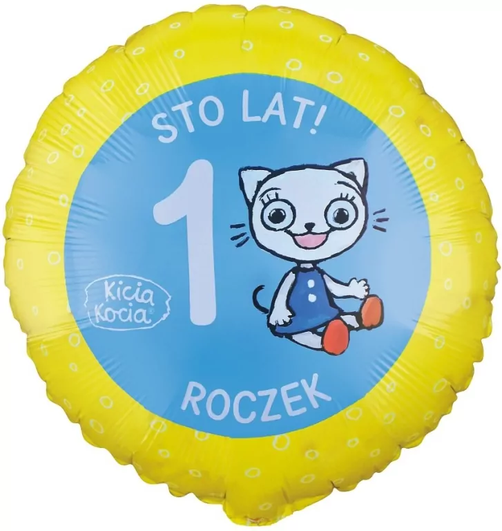 Balon foliowy Kicia Kocia Roczek 46cm - tantis.pl
