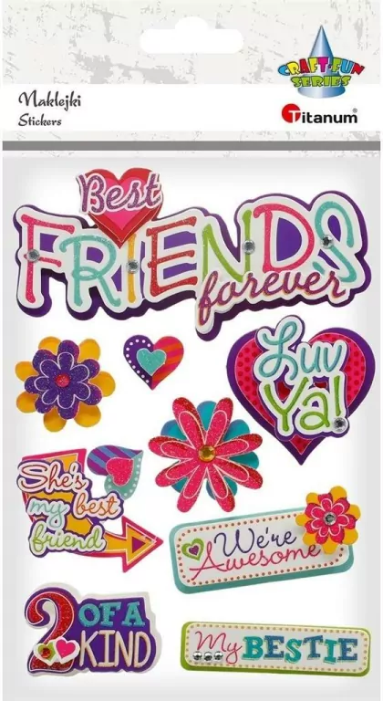 Naklejki papierowe 3D friends mix 10szt - tantis.pl