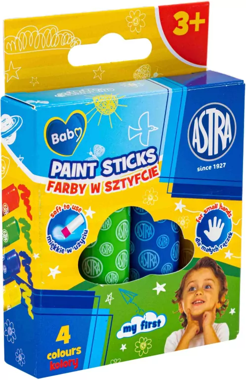 Farby w sztyfcie okrągłe 4kol Jumbo Baby ASTRA - tantis.pl