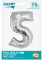 Balon foliowy Smart cyfra 5 srebrny 76cm - tantis.pl