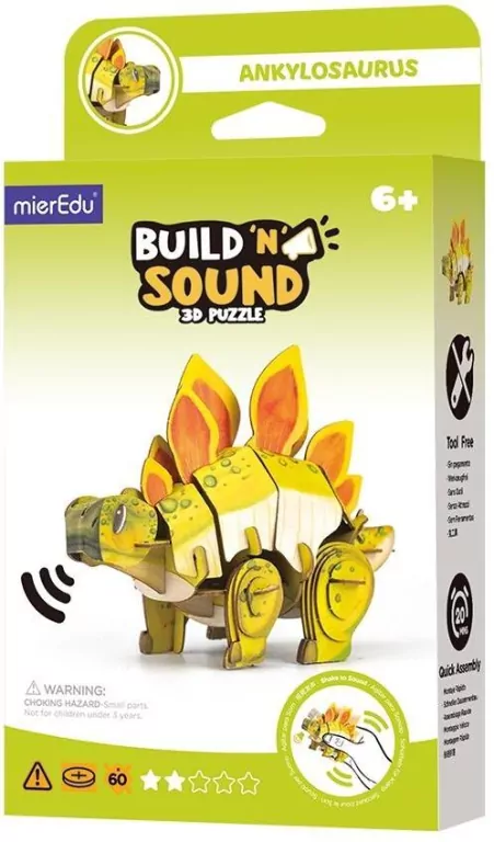 Puzzle 3D. Buduj i słuchaj - Stegozaur - tantis.pl