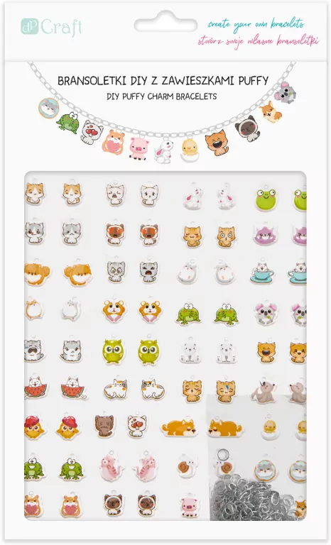 Bransoletki DIY z zawieszkami puffy Cute animals - tantis.pl