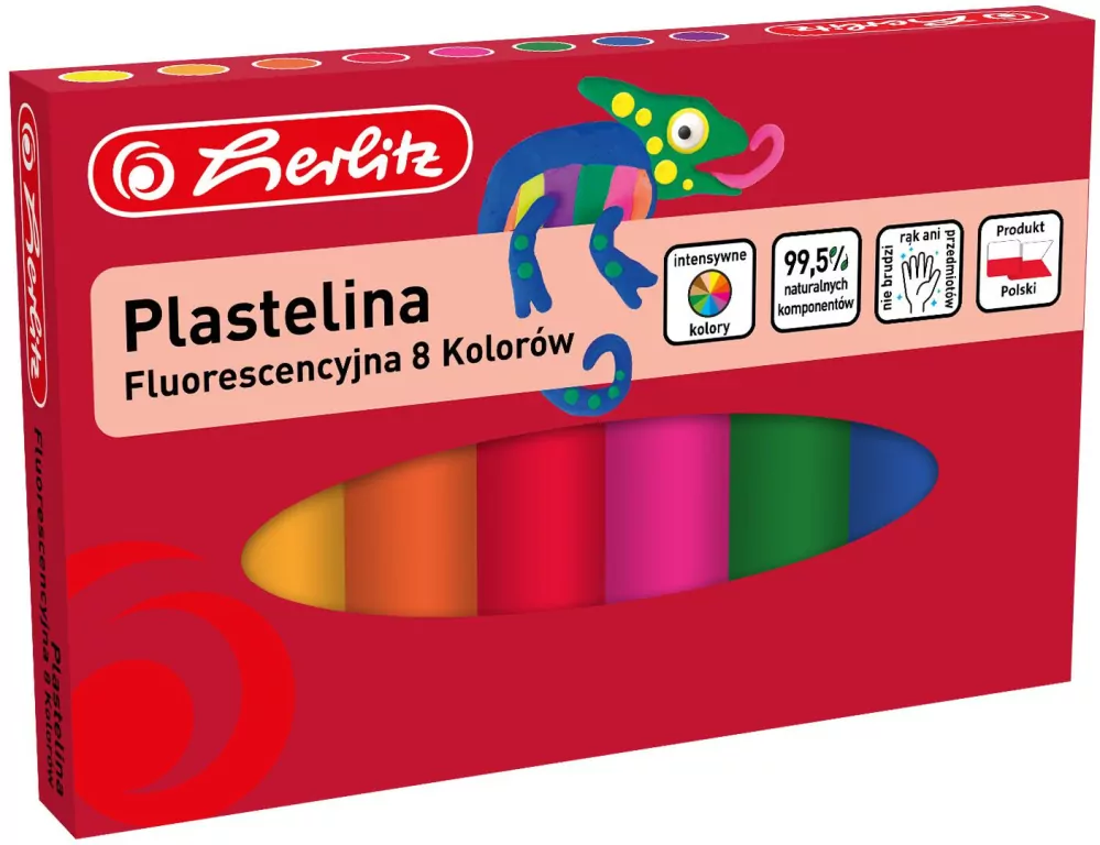 Herlitz. Plastelina fluorescencyjna, 8 kolorów - tantis.pl