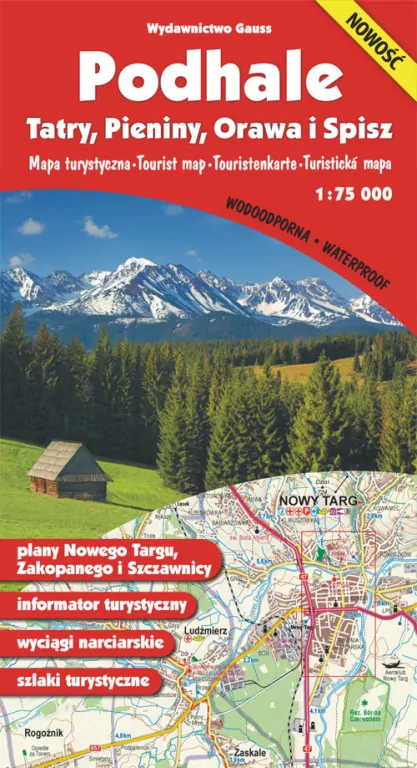 Podhale pieniny orawa i spisz mapa 1:75 000 foliowana - tantis.pl