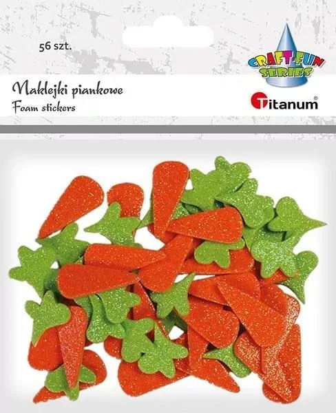Naklejki piankowe brokatowe marchewki 56szt - tantis.pl