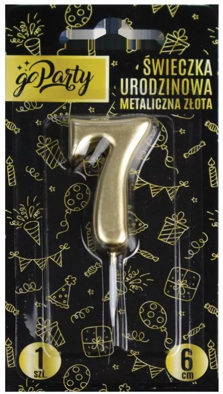 Świeczka urodzinowa 7 Metaliczna złota - tantis.pl