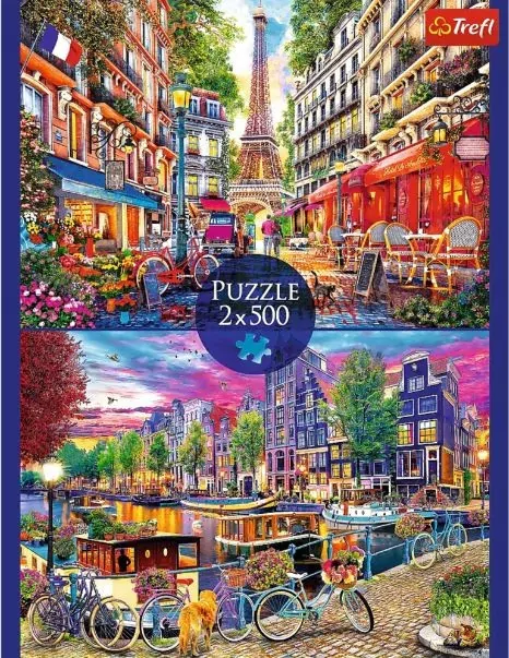 Trefl. Puzzle 2x500. Europejskie stolice - tantis.pl