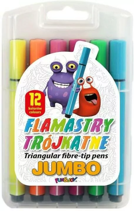 Flamastry trójkatne jumbo. 12 kolorów - tantis.pl