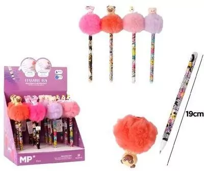 Długopis z pomponem 0,5mm ścieralny MIX - tantis.pl