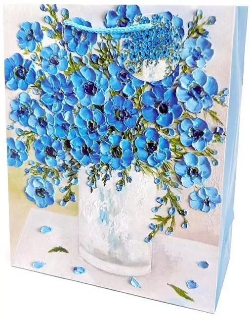 Torebka ozdobna matowa 26x32x12cm Kwiaty - tantis.pl