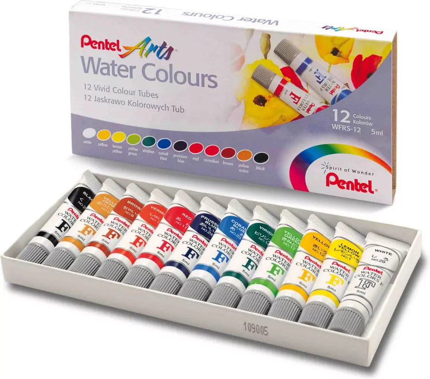 Farby akwarelowe w tubach 12 kolorów PENTEL - tantis.pl