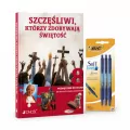 Pakiet: Szczęśliwi, którzy zdobywają świętość. Podręcznik do religii dla klasy 8 szkoły podstawowej / Długopis BIC Soft Feel niebieski. 3 sztuki - tantis.pl