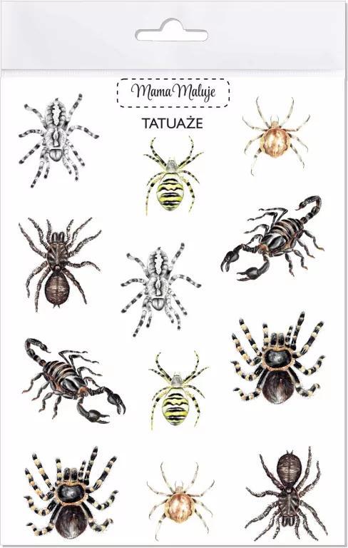 Tatuaże zmywalne. Pajęczaki - tantis.pl