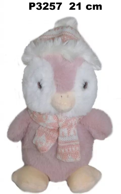 PLUSZAK PINGWIN 20CM SIEDZACY W CZAPCE I SZAL SA - tantis.pl