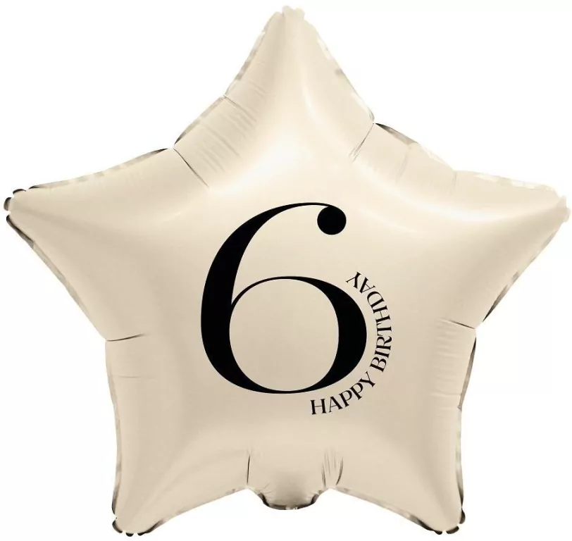 Balon foliowy Gwiazda kremowa cyfra 6 44cm - tantis.pl