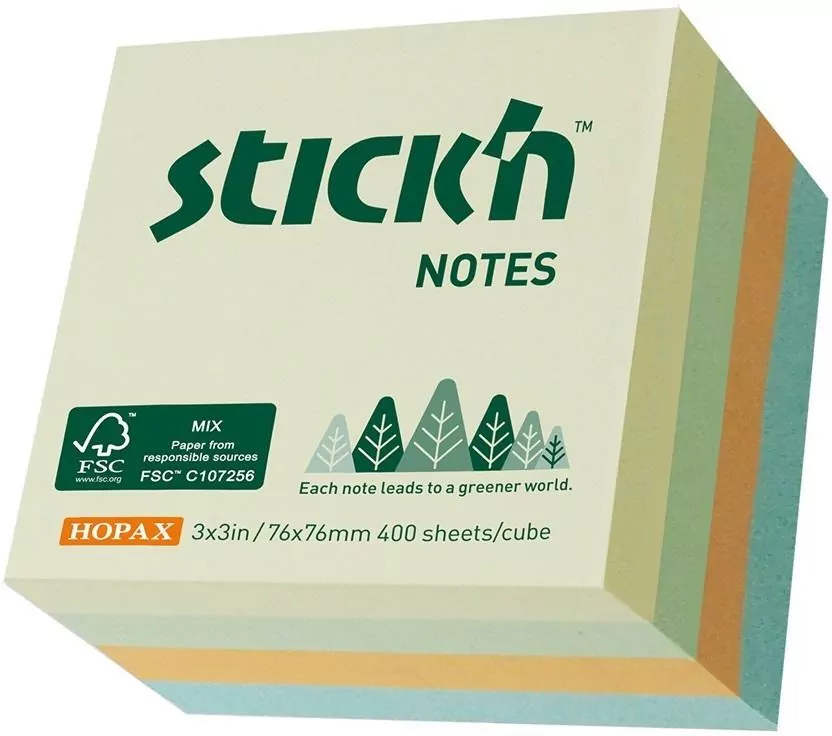 Notes samoprzylepny 76x76mm 400k. 4 kolory pastel - tantis.pl